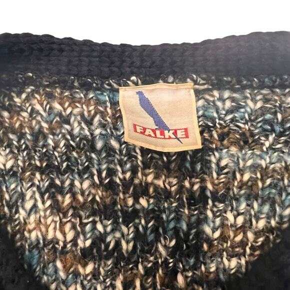 100% Wool | Women’s Large | Button Up  Multicolor Warm Cardigan |  Falke - Picture 6 of 9